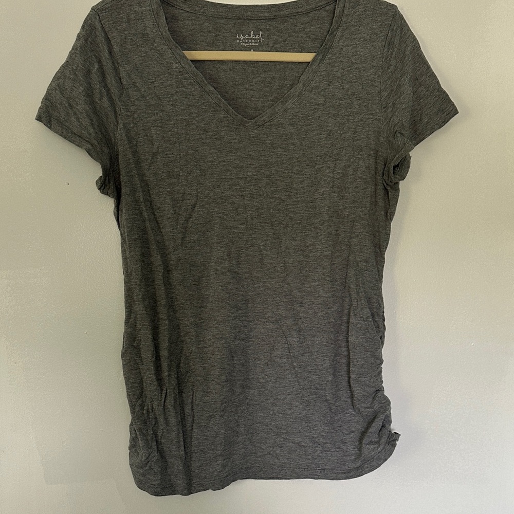Gray V-Neck Maternity T-Shirt